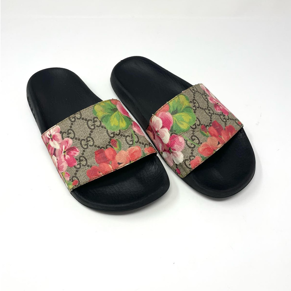 Gucci GG Blooms Supreme Floral Slide Slip On Sandals Flats EU 37